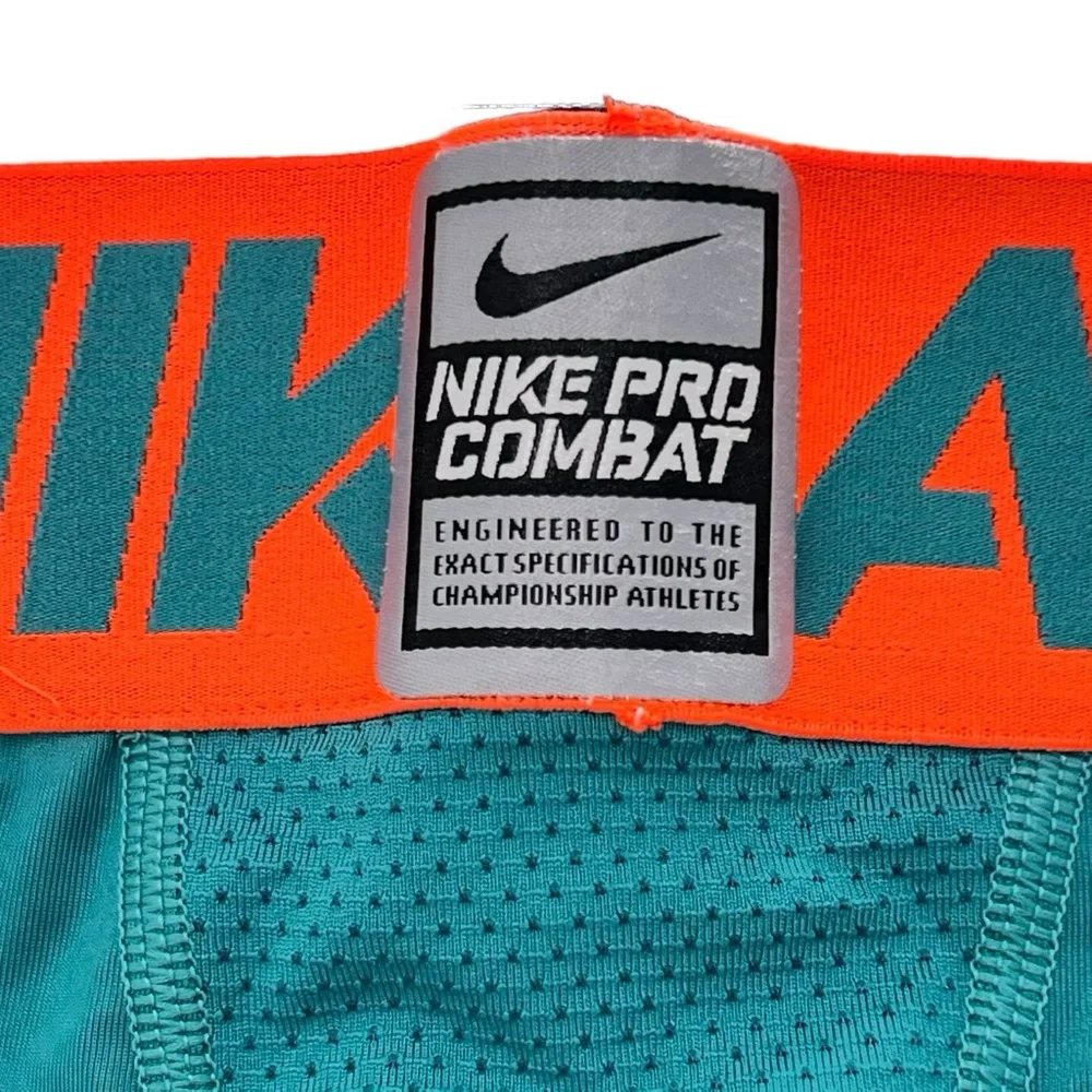 NIKE PRO COMBAT COMPRESSION 3/4 LEGGINGS MIAMI DOLPHINS COLORS - AQUA AND ORANGE
